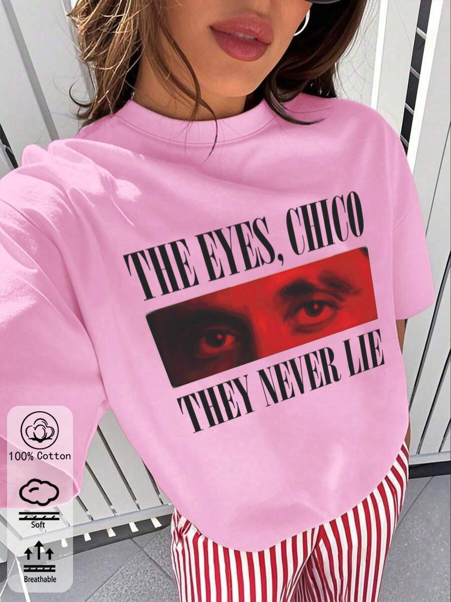 Áo thun đen in hình unisex - Tay ngắn, cổ tròn, kiểu dáng mùa hè, thoải mái và năng động cho phong cách hàng ngày, thời trang đường phố, hoàn hảo cho phong cách Y2K, thể thao và lễ hội. - Màu hồng nhạt - Xem 1