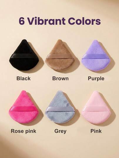  6件套YZIMENG多色三角化妆海绵套装，采用超柔软天鹅绒材质，专为修容设计，尤其适用于眼部和下颌线区域，可用作化妆海绵、美妆蛋、房间装饰、梳妆台、旅行用品、卧室用品、化妆配件、粉扑、遮瑕膏、粉色海绵、化妆海绵、腿套、化妆品、化妆工具、礼物、女士礼物、圣诞礼物、赠品、旅行用品、旅行必备品
