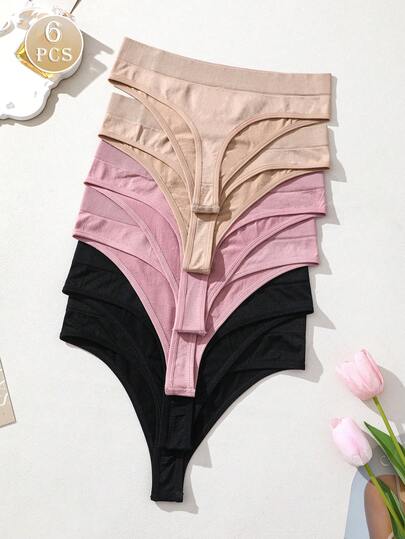 6pcs Women Seamless High Elastic Summer Sexy Panties Simple Comfort Underpants Underwear Lingerie For Women