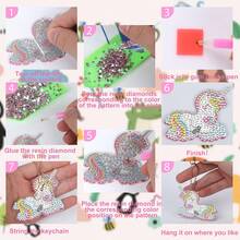 15pcs Diamond Painting Animal Keychain Kit, DIY Round Diamond Art Craft, Acrylic Artwork, With Accessories And Tools, Beginner DIY Handmade, Decorative Gift - View 7