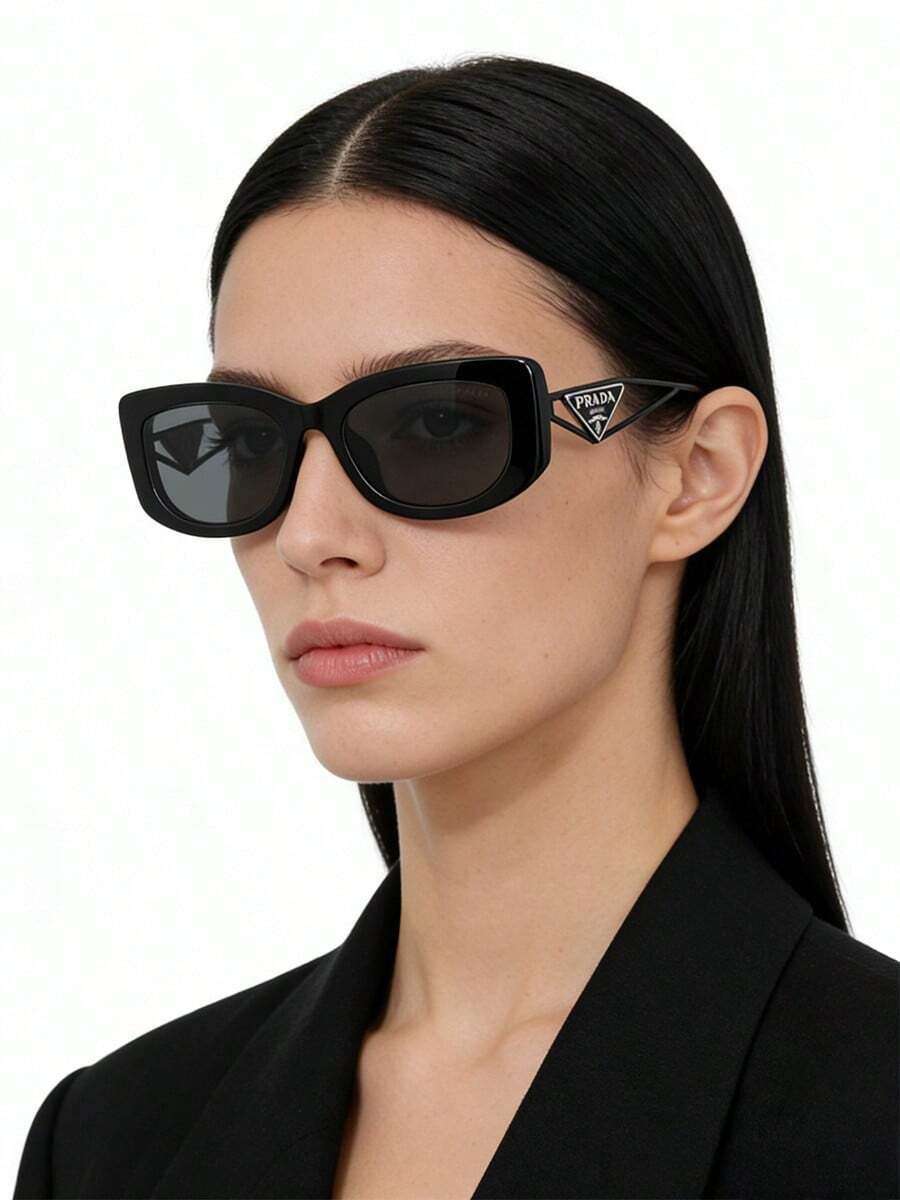 Prada Black Frame Women's Sunglasses, UV Protection, Summer Beach Style - Black - View 1