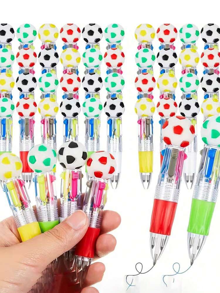 5pcs Random Football Themed Party Favors, Including Colorful Ballpoint Pens Designed For Sports Enthusiasts. These Novelty Gifts Are Perfect For Year-End Celebrations And Can Also Be Used As Gift Fillers. Available In Multiple Colors. - Multicolor - View 1