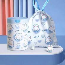 500pcs/Roll Cute Rabbit Drawstring Trash Bags, Suitable For Office And Home Use, Thickened Large Garbage Bags With Handle - Random Delivery - View 4