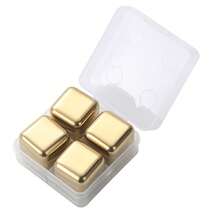 Premium Stainless Steel Metal Ice Cubes - Reusable Whiskey Stones Set With Ice Tongs For Quick Chilling Of Beverages - Golden Finish - 金色 - 查看 2