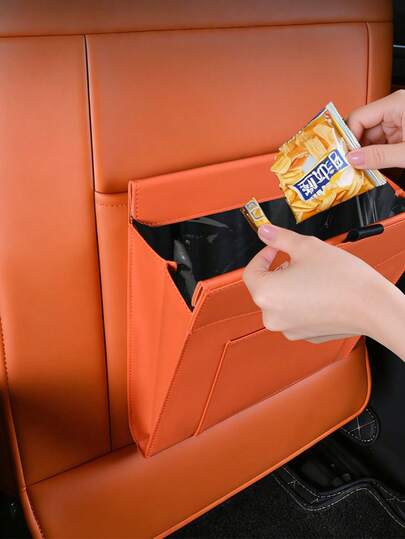 Car Seat Back Storage Bag Trash Bin – Magnetic Closure, Waterproof Pocket, Universal Fit For Rear Seats, Leather Organizer For Cars,Multifunctional Vehicle Storage Bin, Waste Bag Holder, And Interior Storage Pouch