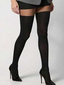 Classic Black Fashionable Loose Fit Pantyhose, Combining Stylish Design And Versatile Wearability - Black - View 3