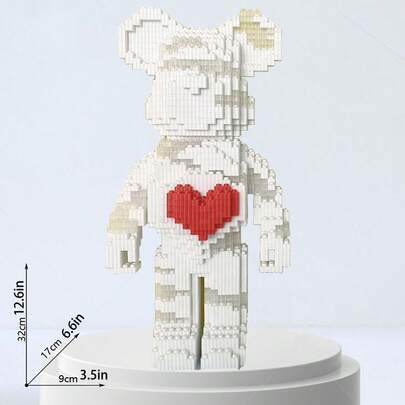 2000pcs Creative Multi-Color Gear Bear Pixel Building Blocks, Suitable For Bookshelf, Home Office Cabinet Decor, Desk Entrance Decor, Living Room TV Stand Embellishment And Bar Counter Display, Stress Relief Toy, Halloween, Birthday, Christmas, Graduation, Friend, Couple, New Year, Wedding, Easter Gifts For All