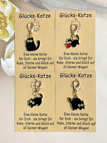 1 Set Cute Black Cat Keychain Set With Lucky Cat Inspirational Card - Lobster Clasp, Adorable Cat Series, Birthday Wedding Valentine's Day Party Gift, Decorative Accessory, Ideal For Girls, Women, Cat Lovers Lucky Gift - For Bags, Keys, Party Decor, Holiday Decor, Wedding Gifts, Animal Keychains, Gift Set, Lucky Gift For Family, Coworkers, Neighbors, Classmates Gifts For Mother, Father, Graduation, And Teacher - Multicolor - View 13