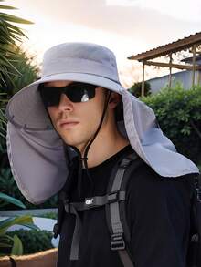 1/2/5pcs Men's Summer Detachable Shawl Outdoor Quick-Dry Waterproof Bucket Hat, Sun Protection Hat For Fishing, Hiking, Hunting, Breathable,Beach,Holiday - A - View 10