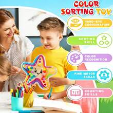 Juguetes sensoriales de clasificación de colores para niños de 1 a 3 años, juego de habilidades motoras finas, juguetes de emparejamiento de colores, juguetes Montessori preescolares para aliviar el estrés, adecuados como regalos (entrega de estilo y color aleatorios) - Multicolor - Ver 5