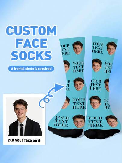 1 Đôi tất in hình mặt người theo yêu cầu, tất in ảnh theo yêu cầu, tất dài đến bắp chân in hình theo yêu cầu, có thể in bất kỳ khuôn mặt nào lên tất, thích hợp làm quà tặng kỷ niệm, Halloween, Giáng sinh, Ngày Valentine, quà tặng cô dâu, quà tặng bạn trai, tất in họa tiết ngộ nghĩnh chất lượng cao dành cho các cặp đôi, tất dài đến bắp chân nam, tất dài dày dặn mới cho nam mùa thu/đông. Thích hợp cho mặc hàng ngày, công sở, thể thao ngoài trời.