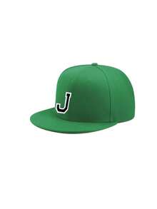 1 件装 时尚儿童嘻哈帽 学生 A-Z 字母可调节后扣帽 户外休闲遮阳帽 骨白色 8-16岁 - 綠色 - 查看 6