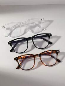 3 pares de gafas antifatiga para computadora, lectura, juegos, TV y teléfono, disponibles en marcos negros, de estampado de leopardo y transparentes, adecuados para hombres y mujeres - Multicolor - Ver 7