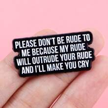 “我看不到任何好处”珐琅徽章，趣味黑色短语胸针翻领别针徽章，可别在背包、服装配饰、时尚珠宝或作为朋友礼物 - 黑色 - 查看 8