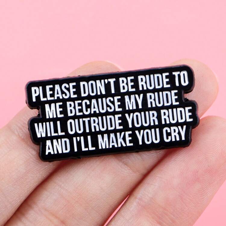 Pines de solapa con citas "NO VEO NADA BUENO" Broche de frase negra divertida Insignia para mochila, ropa, accesorios de moda, joyas, regalos para amigos - Negro - Añade 8