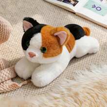 26厘米/10.23英寸卧姿猫毛绒玩具，柔软蓬松，金丝虎斑/暹罗/三花猫款式，逼真猫咪毛绒玩具，生日和节日礼物，男孩女孩收藏玩具，万圣节和圣诞节礼物，儿童节礼物 - 彩色 - 查看 15