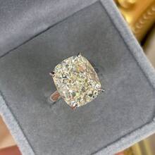 Luxury Fashion High-End Thick Rectangle Ice Flower Cut Cubic Zirconia Classic Pure Ring For Women - White Gold - View 4