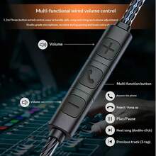 有线耳机、Type-C耳机、免提通话和音乐、立体声低音入耳式耳机、音频电子产品 - 黑色 - 查看 5