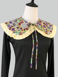 1pc New Versatile Floral Elegant Lace Collar Detachable Dickey Shawl - Yellow - View 7
