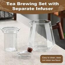17oz/25oz Borosilicate Glass Coffee/Tea Pot With Wooden Handle, Removable Infuser, Stovetop - Multicolor - View 2
