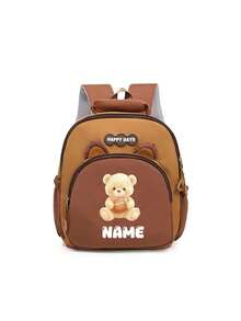 Personalized Mini Patchwork Animal Backpack, Custom Name Bear Dinosaur Giraffe Lion Bag, School And Travel Backpack With Chain Clasp Design - Black - View 9