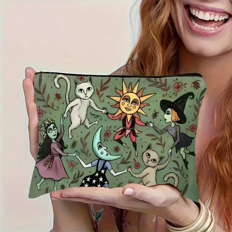 'S Whimsical Animal Pattern Multifunctional Travel Makeup Bag, Emergency Snack Pouch, Durable Zip Storage Bag, Machine Washable Minimalist Design, Suitable For Toiletries, Ideal For Travel, Vacation, Business, Fitness, And Camping - 1 cái - Xem 1