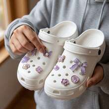 10pcs Set Cute Light Purple Bow Decorations - Y2K Style Star & Flower Decor, Suitable For Teenage Shoes Decoration - Mauve Purple - View 6