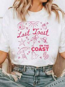 Women Cotton Last Toast On Beach Bachelorette -Shirt Comfort - trắng - Xem 1