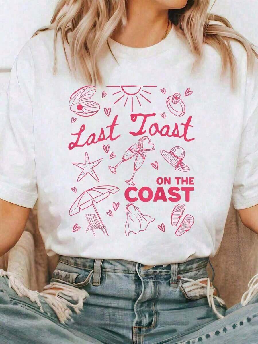 Women Cotton Last Toast On Beach Bachelorette -Shirt Comfort - trắng - Xem 1
