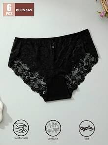 6条装加大码女士白色蕾丝内裤 - 性感舒适内衣 - 彩色 - 查看 4