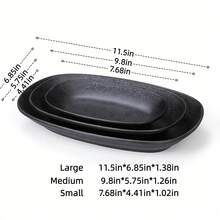 1pc New Black Carbon Fiber Long Plate, Sauce Dish, Rectangular Plate, Oval Plate, 3-Compartment Plate / Melamine Tableware, Material, Clear Carbon Fiber Texture, Minimalist Design, Versatile, Wear-Resistant, Scratch-Resistant, Impact-Resistant, Easy To Clean, Suitable For Home And Restaurant - Black Carbon Fiber - View 8