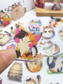 50张卡通可爱猫咪宠物贴纸，适用于手机、笔记本电脑、滑板、吉他、行李箱等，美观透明，是馈赠佳品。 - A - 查看 5