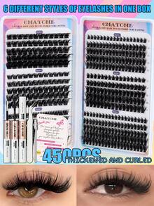 450 piezas de racimos de pestañas postizas, aptas para injerto de pestañas DIY, pestañas postizas de tira de estilo mixto en una caja, reutilizables y ligeras, fáciles de usar, aptas para uso diario, fiestas y todas las ocasiones, Día de San Patricio, Pascua, primavera, verano - Multicolor - Ver 4