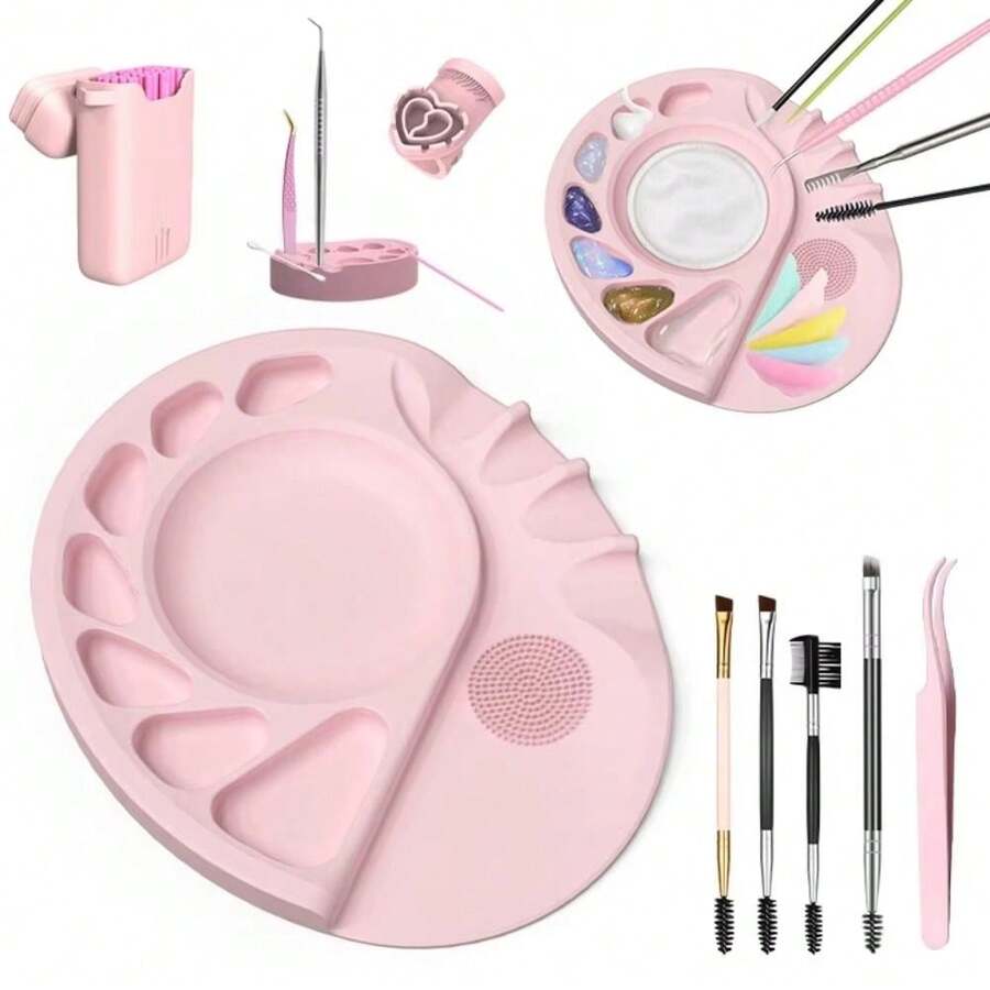 Paleta de silicona multifunción para maquillaje, sombra de ojos, esmalte de uñas y gel, bandeja para herramientas de belleza de uñas - Multicolor - Ver 1
