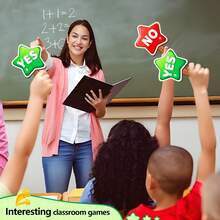 hoojojo 2/6个星形“是/否”手持投票牌，双面图案，教师课堂互动游戏道具 - 彩色 - 查看 6