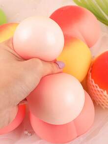 1/2pcs Creative Stress Relief Realistic Peach Squeeze Toy, Squishy Slow Rebound Anti-Stress Toy, Soft Fidget Toy For Adults, Decorative Gift With Random Color Stress Relief Cube And Gift Bag - Multicolor - View 8