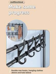 4-Tier/5-Tier Independent Metal Shoe Rack (Shoe Rack Material: Non-Woven Fabric), Can Be Used As Hat Rack, Multi-Function Outdoor Storage Rack, Independent Wardrobe Hanging Rack, Multi-Layer Indoor Shoe Rack, Equipped With 8 Stainless Steel Dual Hooks Shoe & Hat Combination Rack, 3-In-1 Space-Saving Storage Rack, Suitable For Bedroom, Living Room, Behind The Door, Corridor, Can Be Used As Hat Rack, Shoe Rack, Portable Wardrobe, Luggage Storage Rack. - Multicolor - View 9