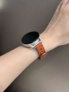 18mm 20mm 22mm Regular Leather Watch Band - Fashionable Replacement Strap, Compatible With Huawei, Galaxy Watch 7 6 5 4 40mm 44mm, Galaxy Watch 5 Pro, Galaxy Active 2, Watch 6 4, GT6 GT5 GT4 GT3 GT2 Pro, Unisex - Mocha Brown - View 3