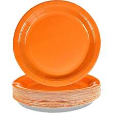 7-Inch + 9-Inch Luxury Orange Round Paper Plate Set, Wedding Dessert & Main Course Serving Platter, Birthday Party Cake Plate, Anniversary Banquet Serving Tray, Business Tea Break Buffet Plate, Holiday Gathering Dining Plate, Steak & Pasta Plate, Afternoon Tea Snack Plate, Elegant Orange Texture Dinnerware - Orange - View 9