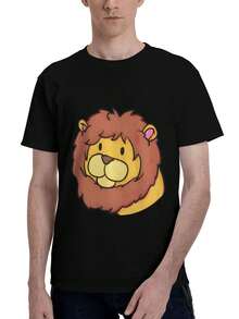 Men's Fashion Printed Loose Short sleeved T-shirt | Lion Head Pattern Design | Summer Essential | Easy to Match, Show Your Style - Negro - Ver 1
