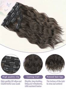 Curly Clip In Hair Extensions, 4PCS 12 Inch Wavy Hair Extensions Clip Ins - Lace Weft Soft Natural Hairpieces For Women - Multicolor - View 4