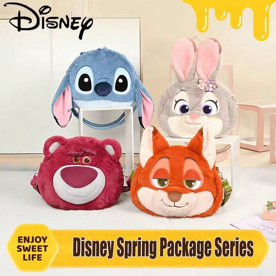 Túi đeo vai nhồi bông Zootopia chính hãng của Disney, hình Judy, Nick, Stitch, Lotso, dung tích lớn, quà tặng sinh nhật cho trẻ em. - Nhiều màu - Xem 1