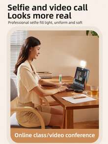 Selfie Live Stream Rechargeable Clip-On Ring Light For Phones And Laptops 3-Mode Adjustable LED Fill Light, Suitable For Selfie, Zoom Call, Makeup And Video Shooting, Universal Compatibility Compatible With Iphone And Android Mother's Day Birthday - Style a - View 8