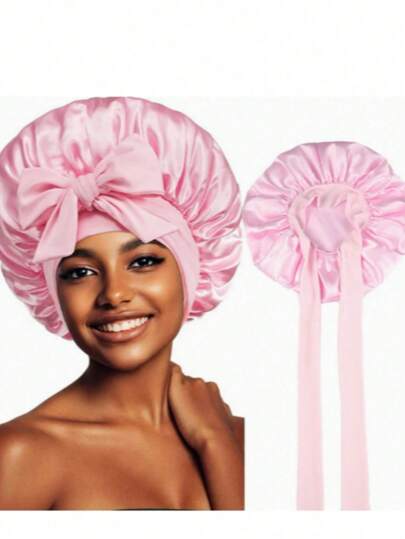 1pc Luxury Satin Silk Sleep Cap - Adjustable Comfortable Drawstring - Unisex, Protects Hair At Night, Suitable For Home, Bathroom Decor, All Seasons
