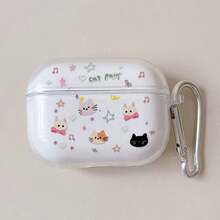 1个猫咪透明耳机保护套，适用于 Pro 3 Pro 2 3 2 1 4，可爱简约 - 粉紅色 - 查看 10