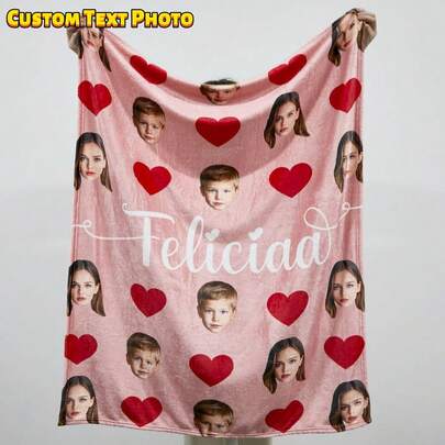 1 chiếc chăn nỉ tùy chỉnh, thích hợp cho giường ngủ, phòng khách, ghế sofa, ngoài trời, bãi biển, cắm trại, thú cưng và nhiều nơi khác, được cá nhân hóa với hình ảnh gia đình/thú cưng/cặp đôi, món quà lý tưởng cho Giáng sinh, Ngày của Mẹ/Ngày của Cha, gia đình, sinh nhật, bạn bè.