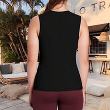 Women's Salem Witch Sleeveless Top - Gothic Witch Design With Salem Witch & Bats Print, Round Neck Summer Shirt For Themed Events, Casual Wear & Halloween Outfits - Lightweight Polyester Blouse With Witch Silhouette & Salem Lettering, Machine Washable, Relaxed Fit, Vibrant Witch-Themed Graphic, Pink & Purple Hues, Witch Hat & Broomstick Design, Ready-To-Wear Casual Style - 黑色 - 查看 2