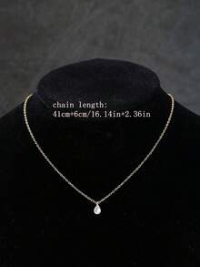 1件优雅简约吊坠项链，镶嵌水滴形锆石，女士日常配饰，礼品 - 項鍊 - 查看 9