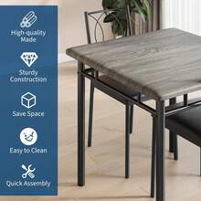 Dining Table & Chair Sets - Gris Table + 2 Chairs - View 5