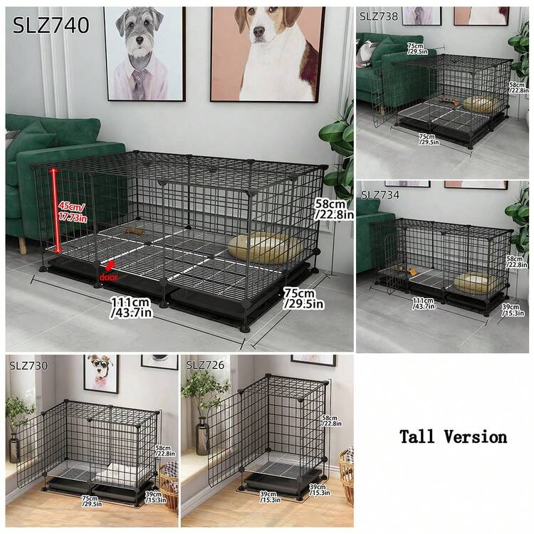 模块化宠物笼，可拆卸可连接的宠物运动围栏带托盘，室内犬舍，适合幼犬、幼猫和小动物 - 彩色 - 查看 6